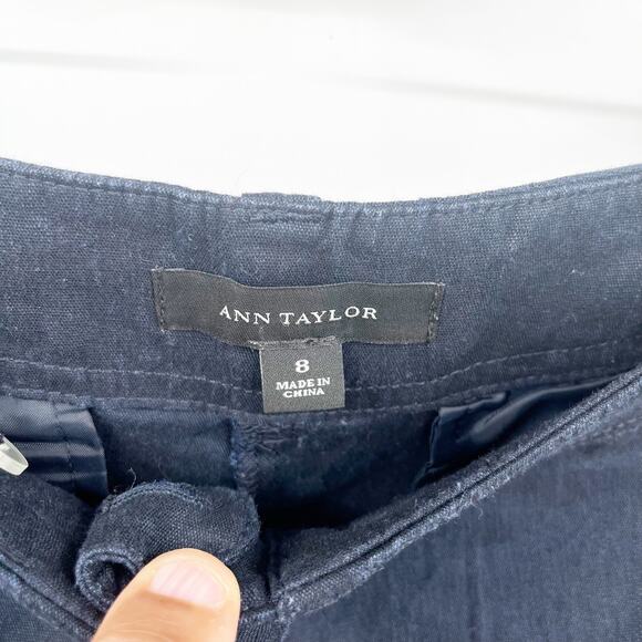 Ann Taylor‎ Womens Summer Casual Linen Blend Chino Bermuda Shorts Size 8 Navy - Picture 3 of 7
